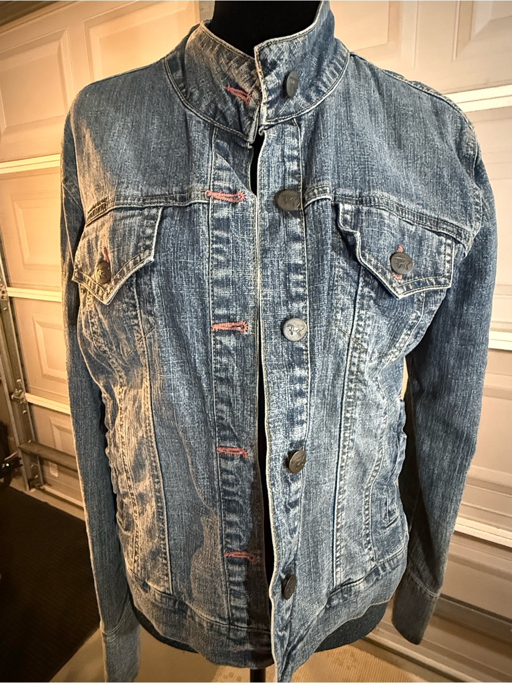 Rampage Blue Denim Jean Jacket with Contrast Stitching